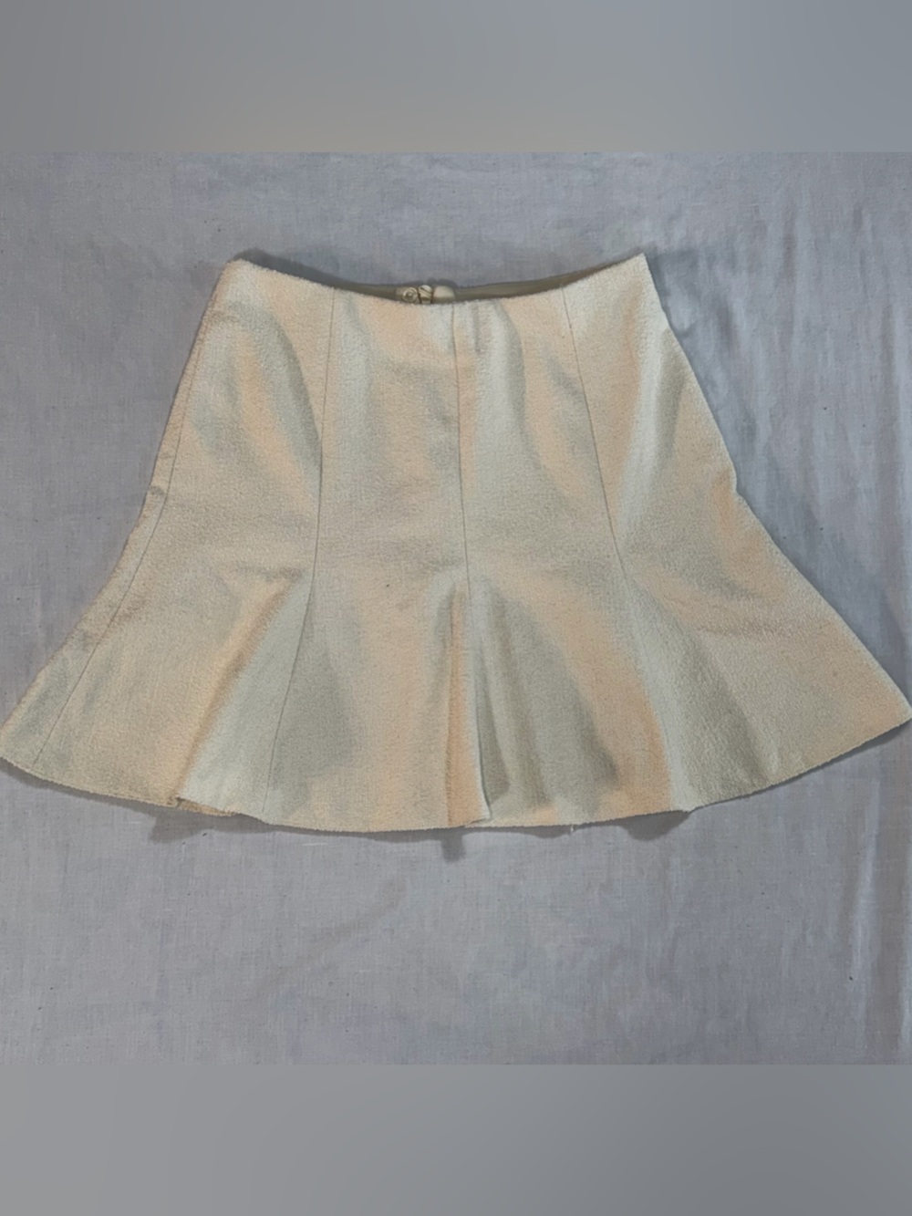 H&M Women’s 6 Cream Structured Pleated Flare Mini Skirt A-Line Preppy O47